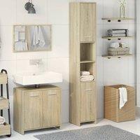 Berkfield Home Practical 3 Piece Bathroom Furniture Set Sonoma Oak Engineered Wood in Light Brown