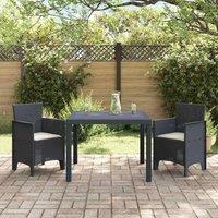 Berkfield Home Modern 3 Piece Garden Dining Set with Cushions Anthracite Poly Rattan