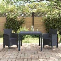 Berkfield Home Traditional 3 Piece Garden Dining Set Anthracite Poly Rattan in Dark Grey