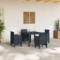 Berkfield Home Modern 5 Piece Garden Dining Set Anthracite Poly Rattan in Dark Grey