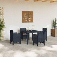 Berkfield Home Modern 5 Piece Garden Dining Set with Cushions Anthracite Poly Rattan