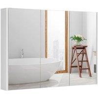 Costway Wall-Mounted Bathroom Mirror Cabinet 3 Door Storage Cupboard Adjustable Shelves in White