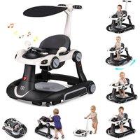 CASART Baby Walker w/Canopy Portable Activity Center Bouncer Rocker Combo in Black
