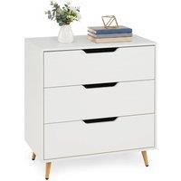 Costway Modern 3-Drawer Dresser Wooden Nightstand Tall Chest of Drawers in White