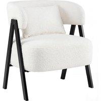 Gymax Barrel Accent Chair Upholstered Armchair w/Lumbar Pillow & Metal Legs in White