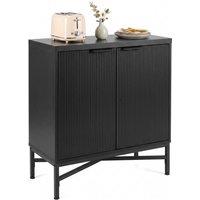 Costway Fluted Sideboard Buffet Cabinet with 2 Doors Modern Storage Cabinet in Black
