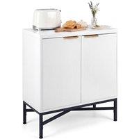 Costway Fluted Sideboard Buffet Cabinet with 2 Doors Modern Storage Cabinet in White