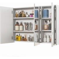 Costway Frameless Bathroom Wall Mounted Mirror Cabinet with 3 Doors in White