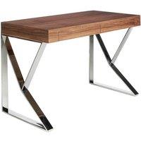 Angel Cerda Walnut Veneer Desk with Chrome-Plated Steel Legs in Brown