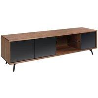 Angel Cerda Walnut TV Unit with Black Mirror Glass & Black Steel in Brown