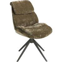 Angel Cerda Olive-Green Velvet Swivel Dining Chair with Stainless-Steel Legs in Olive