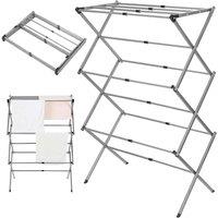 VOGREX 3-Tier Expandable Foldable Clothes Airer 7.5M Laundry Rack in Grey