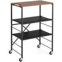 VOGREX 3-Tier Foldable Rolling Storage Trolley in Black