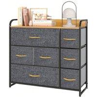 VOGREX Grey Steel Frame 7 Fabric Drawer Bedroom Storage Chest