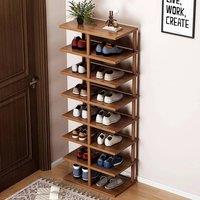 FLAVORA Walnut Color 48 x 24 x 112cm Vertical Shoe Rack Tall Shoe Storage | Size: 500mm