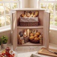 SPETLEK Farmhouse Storage Container Corner Bread Box for Kitchen Counter in White | Size: 0.6m2