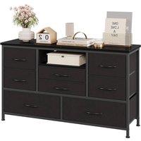 KORVIXA Black 8 Drawers LED Dresser TV Stand with Power | Size: 100 cm