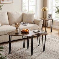 KORVIXA Set of 3 Industrial Nesting Hexagonal Coffee Table in Brown | Size: 0.6m2