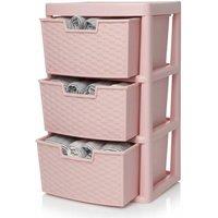 FLAVORA Drawers Storage Unit Large Rattan Effect Pink | Size: 500mm