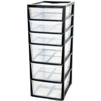 FLAVORA Black/Clear, A4 3 Deep & 3 Shallow Drawers-Organizer For Home Office in Black | Size: 500mm