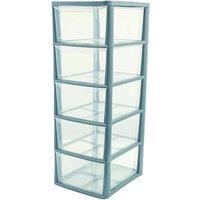 FLAVORA Silver/Clear, A4 5 Deep Drawers Unit-Organizer For Home Office in Clear | Size: 500mm