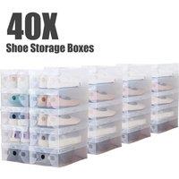 FLAVORA 40 X Clear Plastic Shoe Storage Boxes | Size: 500mm
