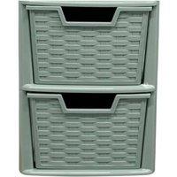 FLAVORA 2 Tier Large Plastic Sage Green Drawer Storage | Size: 500mm