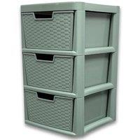 FLAVORA 3 Tier Large Plastic Sage Green Drawer Storage | Size: 500mm