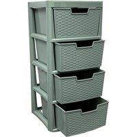 FLAVORA 4 Tier-Large Plastic Sage Green Drawer Storage | Size: 500mm