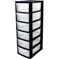 FLAVORA SMALL TOWER UNIT 6 DRAWER PLASTIC DRAWERS in Black | Size: 500mm