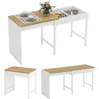 KORVIXA Extenable Dining Table 80-160cm Breakfast Kitchen Table in White | Size: 100 cm x 100 cm