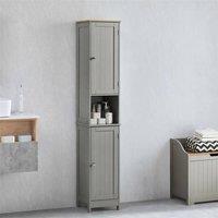 KORVIXA Grey & Oak Bathroom Cabinet Storage Unit 2 Doors | Size: W600mm x H750mm