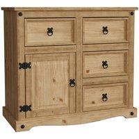 KORVIXA Small Sideboard 1 Door 4 Drawer in Brown | Size: 100 cm x 100 cm