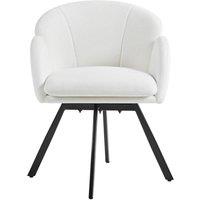 KORVIXA White Chenille Swivel Tub Chair Vanity Chair | Size: 100 cm