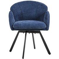 KORVIXA Blue Chenille Swivel Tub Chair Vanity Chair | Size: 100 cm x 100 cm