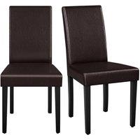 KORVIXA Dark Brown Dining Chairs 2PCS High Back Leather | Size: 100 cm x 100 cm