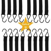 SPETLEK Pack of 16 Bungee Cords with Clips Elastic Straps for Luggage in Black | Size: 100 cm