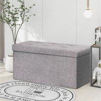 NESTLUNE Folding Ottoman Storage Box Pouffe Seat Stool Home Chair in Grey | Size: 100 cm x 60 cm
