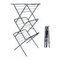 NESTLUNE Premium Strong Grip 3 Tier Clothes Airer 15-21m in Black