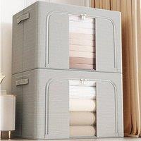 NESTLUNE 4Pcs 66L Folding Storage Box Made of Thick Fabric in Grey