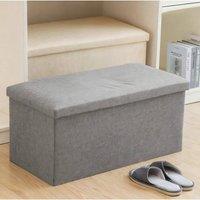SPETLEK Folding Ottoman Storage Box Pouffe Seat Stool Home Chair Foot stool in Grey | Size: 0.6m2