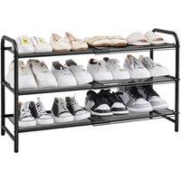 VOGREX Black 3-Tier Expandable Entryway Shoe Rack