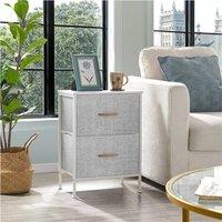 VOGREX 1PCS Fabric Nightstand with 2 Drawers in Grey