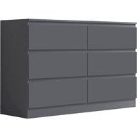 VOGREX 6-Drawer Matt Grey Storage Chest in Dark Grey