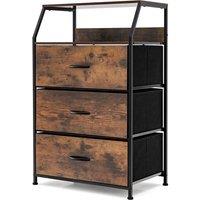 VOGREX Industrial 3 Drawer Dresser Storage Cabinet with Shelf in Brown
