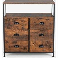 VOGREX 6 Drawer Fabric Storage Dresser Chest in Brown