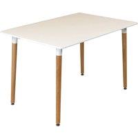 VOGREX Scandi White Rectangular Dining Table Wooden Legs