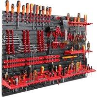 VOGREX Wall Mount Peg Board Set Garage Workshop Storage Organizer with Bins in Black