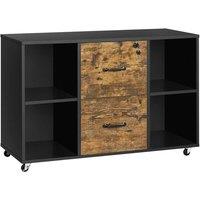 VOGREX Black Rustic Brown Mobile File Printer Stand Home Office Storage