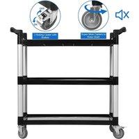 VOGREX 3 Tier Heavy Duty Utility Trolley 360 Swivel Wheels in Black